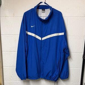 Nike Dri Fit Mens Size Large VTG Windbreaker Jacket Blue White Full Zip 3XL